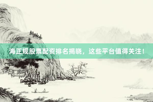 海正规股票配资排名揭晓，这些平台值得关注！