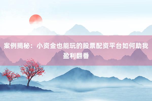 案例揭秘：小资金也能玩的股票配资平台如何助我盈利翻番