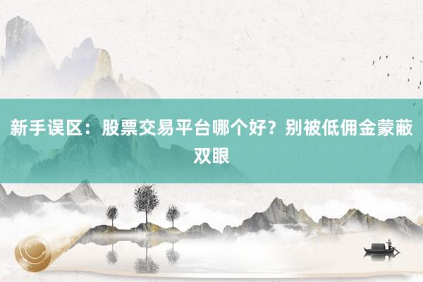 新手误区：股票交易平台哪个好？别被低佣金蒙蔽双眼