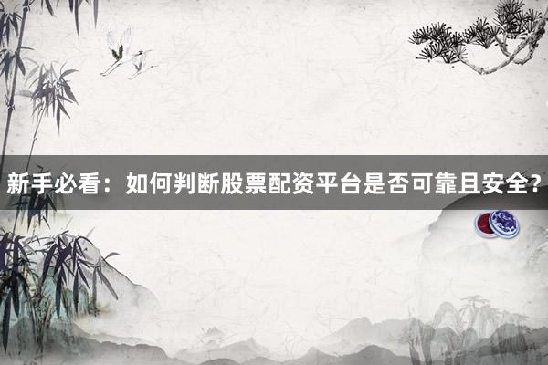 新手必看：如何判断股票配资平台是否可靠且安全？