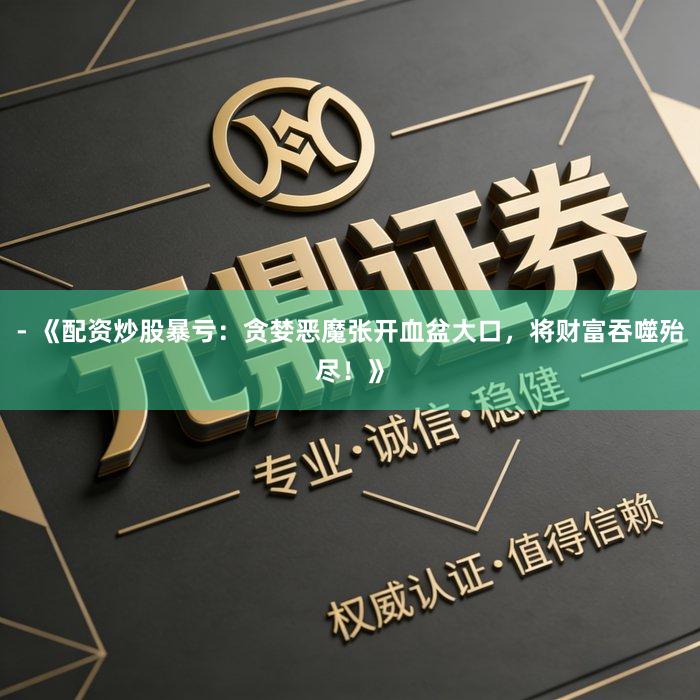 - 《配资炒股暴亏：贪婪恶魔张开血盆大口，将财富吞噬殆尽！》