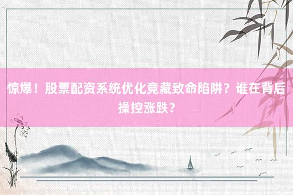 惊爆！股票配资系统优化竟藏致命陷阱？谁在背后操控涨跌？