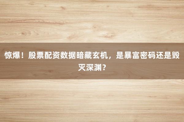 惊爆！股票配资数据暗藏玄机，是暴富密码还是毁灭深渊？