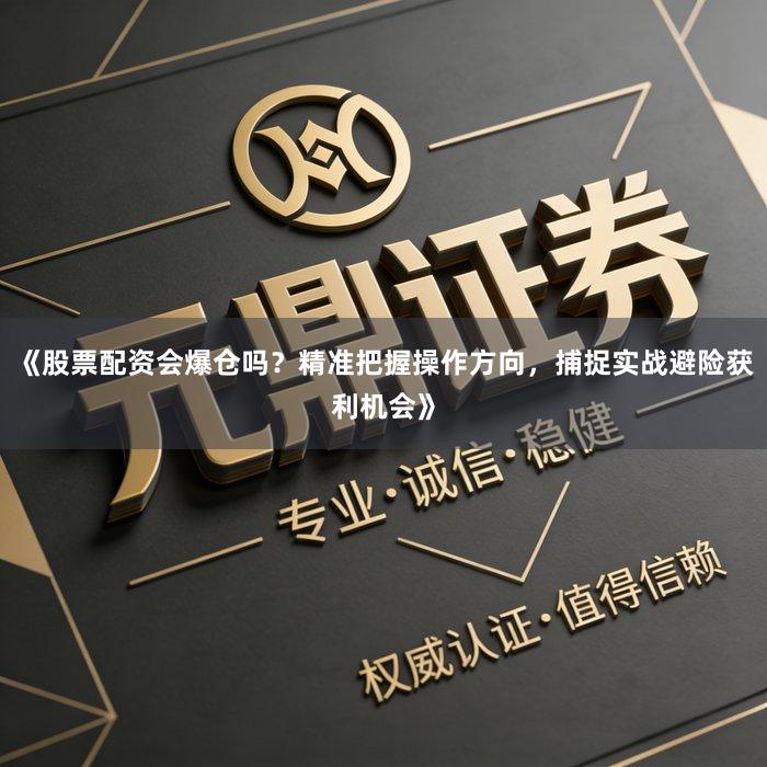 《股票配资会爆仓吗？精准把握操作方向，捕捉实战避险获利机会》