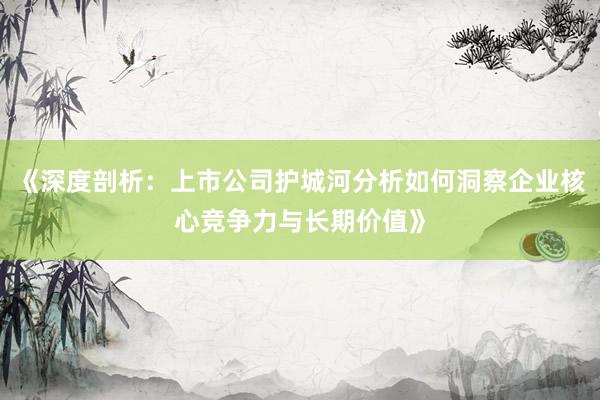 《深度剖析：上市公司护城河分析如何洞察企业核心竞争力与长期价值》