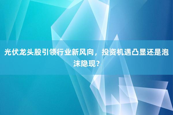 光伏龙头股引领行业新风向，投资机遇凸显还是泡沫隐现？
