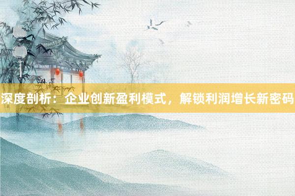 深度剖析：企业创新盈利模式，解锁利润增长新密码