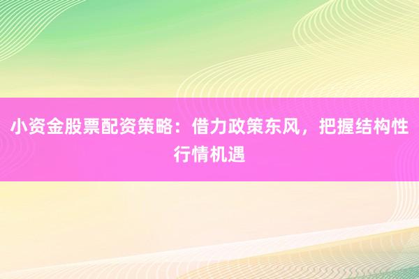 小资金股票配资策略：借力政策东风，把握结构性行情机遇