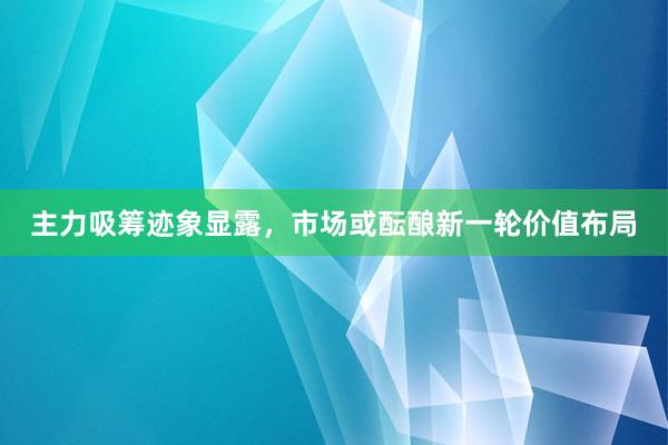 主力吸筹迹象显露，市场或酝酿新一轮价值布局